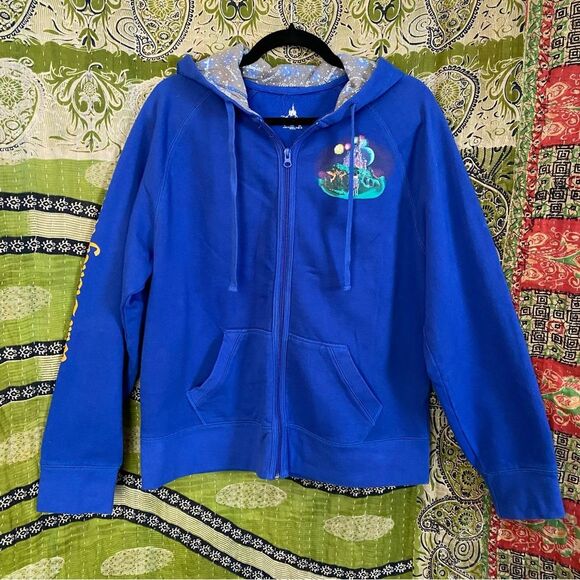 Disney Parks Royal Blue Full Zip Embroidered Hoodie Size Large - Picture 1 of 16